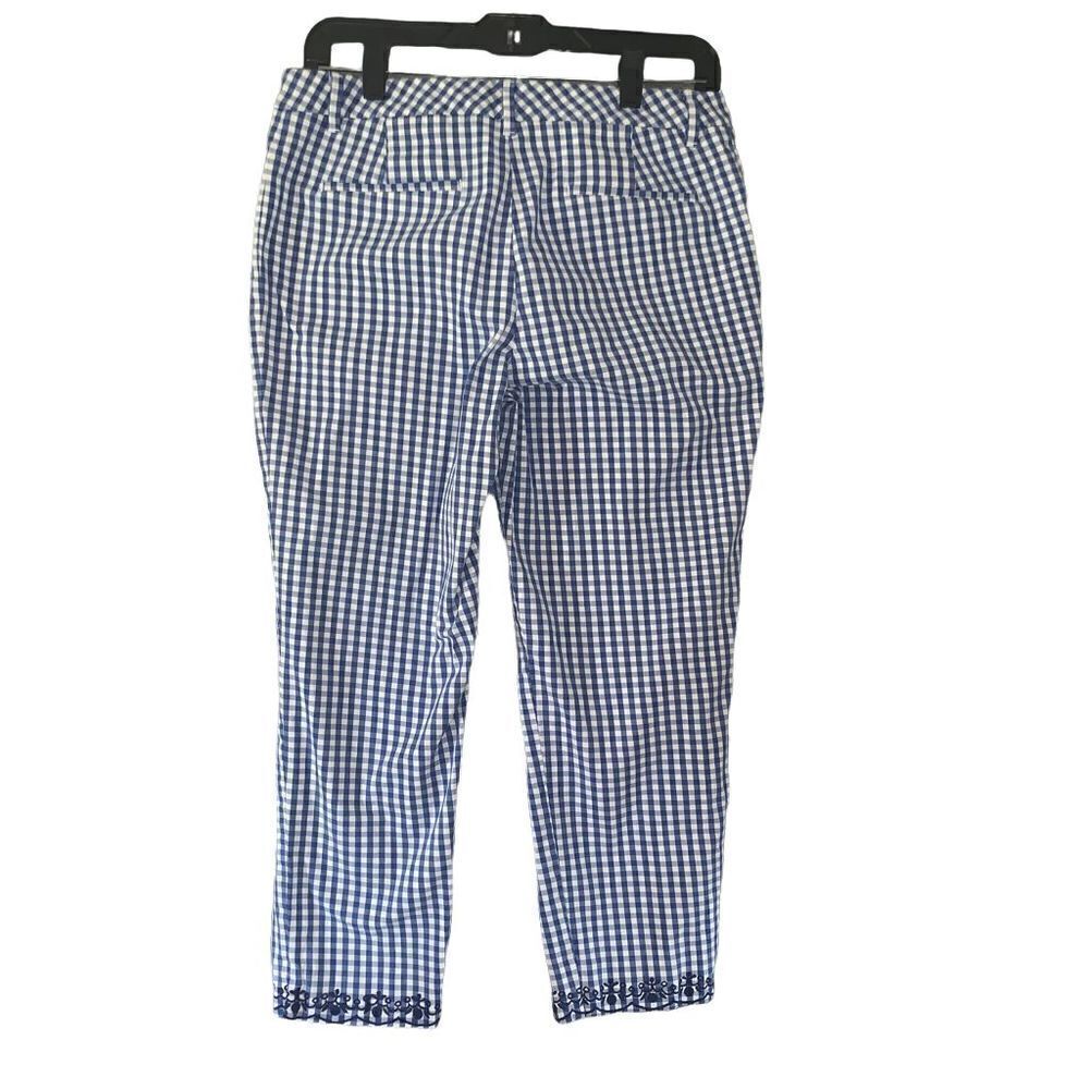 Talbots blue & white checked ankle pants 6 - Picture 4 of 6
